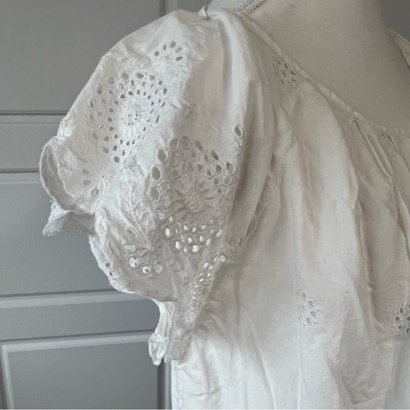 Gap Eyelet Dress White Short Sleeve Casual Summer‎ Beach Maternity Blouse XS - Picture 5 of 7
